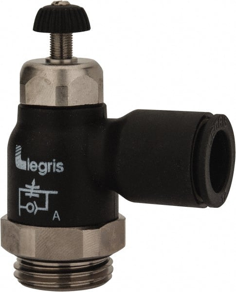 Legris - 12mm Tube OD x 1/2 Male BSPP Compact Meter Out Flow Control Valve - 14.5 to 145 psi, Nylon - Exact Tooling
