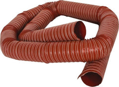 Hi-Tech Duravent - 3" ID, 12 Hg Vac Rating, 30 psi, Fiberglass Vacuum & Duct Hose - 12' Long, Brick Red, 3" Bend Radius, -75 to 500°F (Intermittent to 600) - Exact Tooling