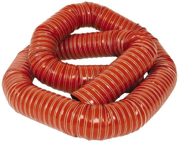 Hi-Tech Duravent - 4" ID, 10 Hg Vac Rating, 26 psi, Fiberglass Vacuum & Duct Hose - 12' Long, Brick Red, 4" Bend Radius, -75 to 500°F (Intermittent to 600) - Exact Tooling