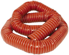 Hi-Tech Duravent - 4" ID, 10 Hg Vac Rating, 26 psi, Fiberglass Vacuum & Duct Hose - 12' Long, Brick Red, 4" Bend Radius, -75 to 500°F (Intermittent to 600) - Exact Tooling