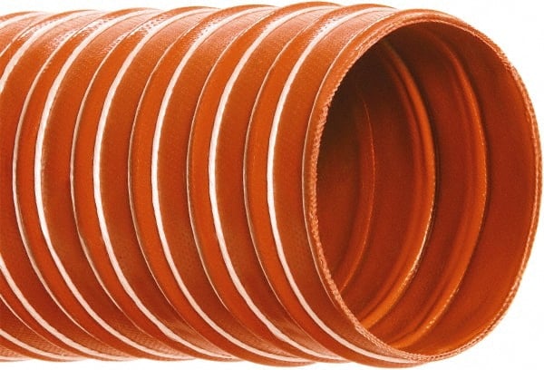 Hi-Tech Duravent - 5" ID, 5 Hg Vac Rating, 11 psi, Fiberglass Vacuum & Duct Hose - 12' Long, Brick Red, 2.48" Bend Radius, -65 to 450°F (Intermittent to 500) - Exact Tooling
