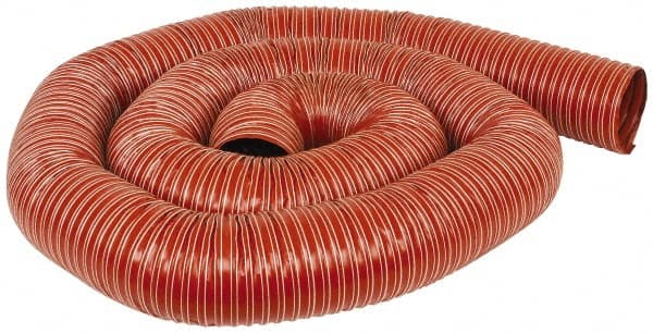 Hi-Tech Duravent - 4" ID, 7 Hg Vac Rating, 13 psi, Fiberglass Vacuum & Duct Hose - 12' Long, Brick Red, 2" Bend Radius, -65 to 450°F (Intermittent to 500) - Exact Tooling