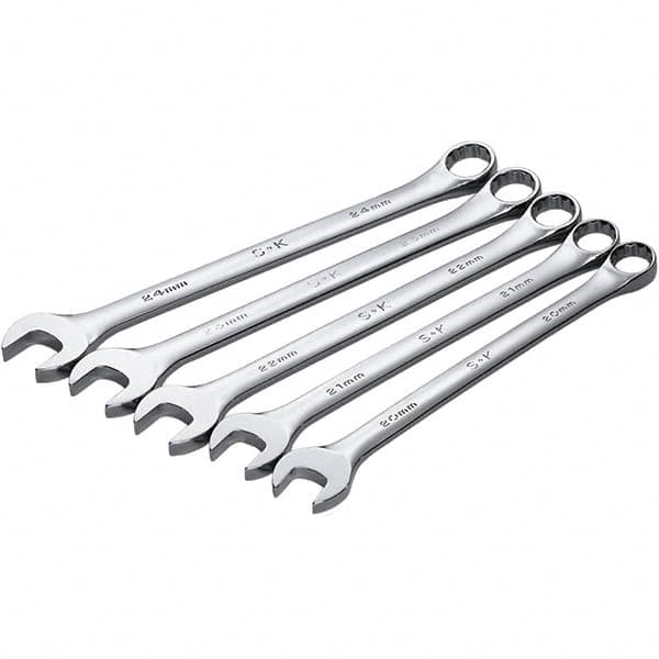 SK - 5 Piece, Combination Wrench Set - Metric System of Measurement, Chrome Finish - Exact Tooling