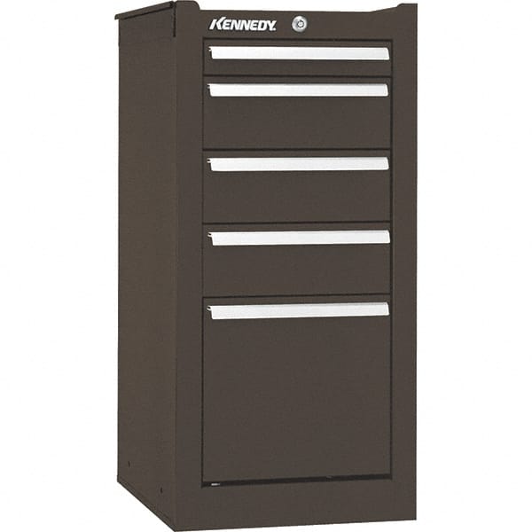 Kennedy - 5 Drawer Brown Side Cabinet - 13-5/8" Wide x 29" High x 20" Deep, Use with 29" Wide Roller Cabinet - Exact Tooling