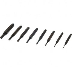 Mitutoyo - 8 Piece, 1/16 to 5/16", Pin Punch Set - Round Shank, Comes in Plastic Sleeve - Exact Tooling