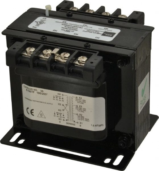 Sola/Hevi-Duty - 1 Phase, 0.1 kVA, Control Transformer - 2 Input, 1 Output Winding, 50/60 Hz, 4.48 Inch Deep x 3.89 Inch High, 131°F Temp Rise - Exact Tooling