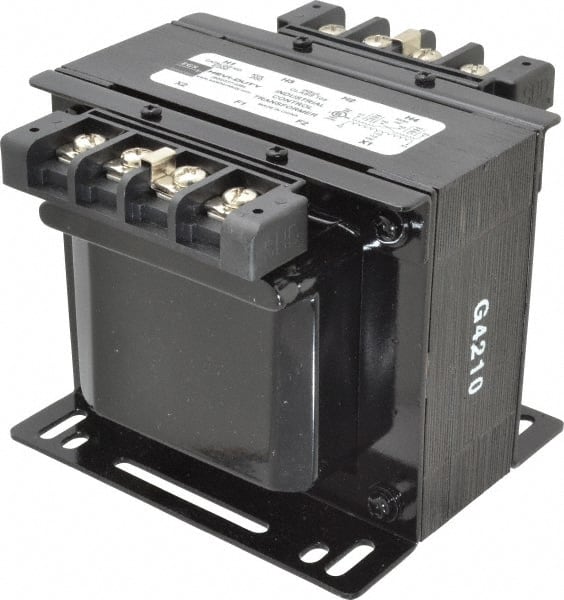 Sola/Hevi-Duty - 1 Phase, 0.2 kVA, Control Transformer - 2 Input, 1 Output Winding, 60, 50/60 at 220 V x 440 V, 50/60 at 230 V x 460 V Hz, 4.79 Inch Deep x 3.89 Inch High, 131°F Temp Rise - Exact Tooling