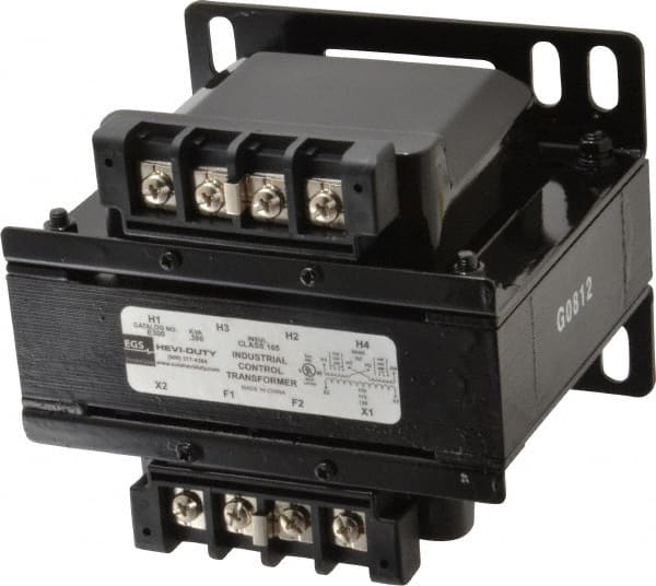Sola/Hevi-Duty - 1 Phase, 0.3 kVA, Control Transformer - 2 Input, 1 Output Winding, 60, 50/60 at 220 V x 440 V, 50/60 at 230 V x 460 V Hz, 5.09 Inch Deep x 4.53 Inch High, 131°F Temp Rise - Exact Tooling