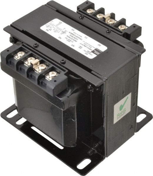 Sola/Hevi-Duty - 1 Phase, 0.35 kVA, Control Transformer - 2 Input, 1 Output Winding, 60, 50/60 at 220 V x 440 V, 50/60 at 230 V x 460 V Hz, 5.53 Inch Deep x 4.53 Inch High, 131°F Temp Rise - Exact Tooling