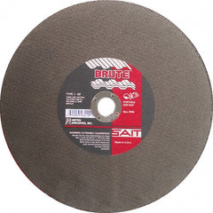 Sait - 12" Aluminum Oxide Cutoff Wheel - 1/8" Thick, 1" Arbor, 6,300 Max RPM, Use with Portable Tools - Exact Tooling