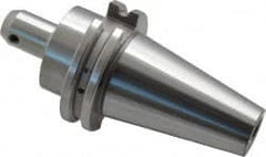Accupro - CAT40 Taper Shank 1/8" Hole End Mill Holder/Adapter - 3/4" Nose Diam, 2-1/2" Projection, 5/8-11 Drawbar, Through-Spindle & DIN Flange Coolant - Exact Tooling