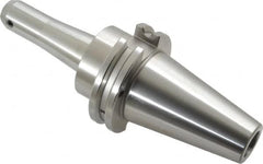 Accupro - CAT40 Taper Shank 1/8" Hole End Mill Holder/Adapter - 3/4" Nose Diam, 4" Projection, 5/8-11 Drawbar, Through-Spindle & DIN Flange Coolant - Exact Tooling