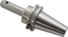 Accupro - CAT40 Taper Shank 1/4" Hole End Mill Holder/Adapter - 20mm Nose Diam, 4" Projection, 5/8-11 Drawbar, Through-Spindle & DIN Flange Coolant - Exact Tooling
