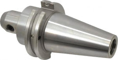 Accupro - CAT40 Taper Shank 3/8" Hole End Mill Holder/Adapter - 1" Nose Diam, 2-1/2" Projection, 5/8-11 Drawbar, Through-Spindle & DIN Flange Coolant - Exact Tooling