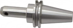 Accupro - CAT40 Taper Shank 3/8" Hole End Mill Holder/Adapter - 1" Nose Diam, 4" Projection, 5/8-11 Drawbar, Through-Spindle & DIN Flange Coolant - Exact Tooling