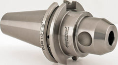Accupro - CAT40 Taper Shank 1/2" Hole End Mill Holder/Adapter - 35mm Nose Diam, 2-1/2" Projection, 5/8-11 Drawbar, Through-Spindle & DIN Flange Coolant - Exact Tooling