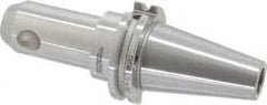 Accupro - CAT40 Taper Shank 1/2" Hole End Mill Holder/Adapter - 35mm Nose Diam, 4" Projection, 5/8-11 Drawbar, Through-Spindle & DIN Flange Coolant - Exact Tooling