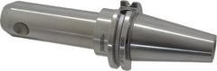 Accupro - CAT40 Taper Shank 1/2" Hole End Mill Holder/Adapter - 35mm Nose Diam, 5" Projection, 5/8-11 Drawbar, Through-Spindle & DIN Flange Coolant - Exact Tooling