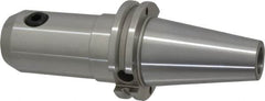 Accupro - CAT40 Taper Shank 5/8" Hole End Mill Holder/Adapter - 1-21/32" Nose Diam, 4" Projection, 5/8-11 Drawbar, Through-Spindle & DIN Flange Coolant - Exact Tooling