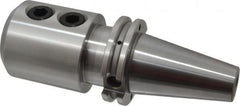 Accupro - CAT40 Taper Shank 1" Hole End Mill Holder/Adapter - 2-23/64" Nose Diam, 4" Projection, 5/8-11 Drawbar, Through-Spindle & DIN Flange Coolant - Exact Tooling