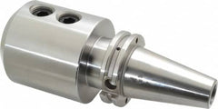 Accupro - CAT40 Taper Shank 1-1/2" Hole End Mill Holder/Adapter - 3" Nose Diam, 4-1/2" Projection, 5/8-11 Drawbar, Through-Spindle & DIN Flange Coolant - Exact Tooling