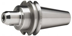 Accupro - CAT50 Taper Shank 3/8" Hole End Mill Holder/Adapter - 1" Nose Diam, 6" Projection, Through-Spindle & DIN Flange Coolant - Exact Tooling