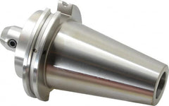 Accupro - CAT50 Taper Shank 3/8" Hole End Mill Holder/Adapter - 1" Nose Diam, 2-1/2" Projection, 1-8 Drawbar, Through-Spindle & DIN Flange Coolant - Exact Tooling