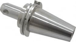 Accupro - CAT50 Taper Shank 1/2" Hole End Mill Holder/Adapter - 35mm Nose Diam, 4" Projection, 1-8 Drawbar, Through-Spindle & DIN Flange Coolant - Exact Tooling