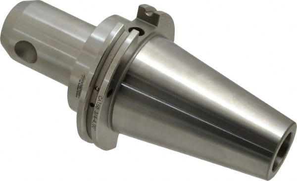Accupro - CAT50 Taper Shank 3/4" Hole End Mill Holder/Adapter - 48mm Nose Diam, 4" Projection, Through-Spindle & DIN Flange Coolant - Exact Tooling