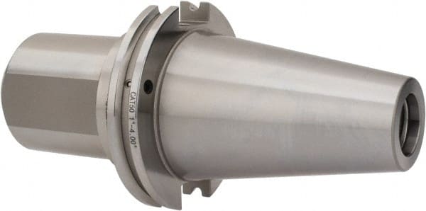 Accupro - CAT50 Taper Shank 1" Hole End Mill Holder/Adapter - 2-23/64" Nose Diam, 4" Projection, 1-8 Drawbar, Through-Spindle & DIN Flange Coolant - Exact Tooling