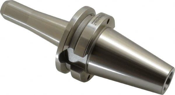 Accupro - BT40 Taper Shank 1/8" Hole End Mill Holder/Adapter - 3/4" Nose Diam, 4" Projection, M16x2.0 Drawbar, Through-Spindle & DIN Flange Coolant - Exact Tooling