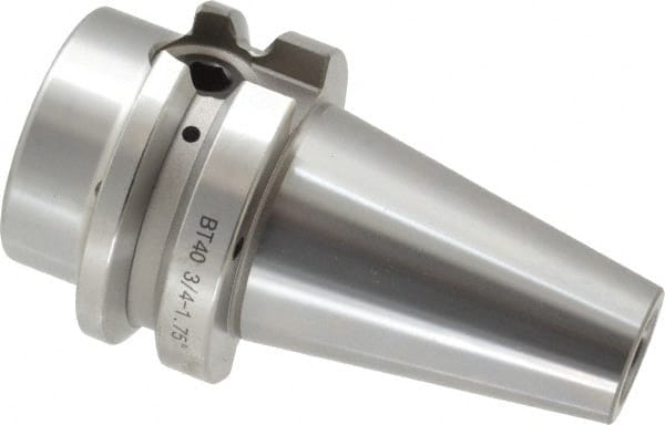 Accupro - BT40 Taper Shank 3/4" Hole End Mill Holder/Adapter - 48mm Nose Diam, 1.75" Projection, M16x2.0 Drawbar, Through-Spindle & DIN Flange Coolant - Exact Tooling