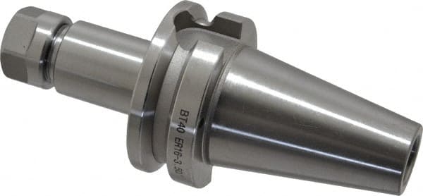 Accupro - 0.02" to 0.393" Capacity, 3-1/2" Projection, BT40 Taper Shank, ER16 Collet Chuck - 0.0002" TIR, Through-Spindle & DIN Flange Coolant - Exact Tooling