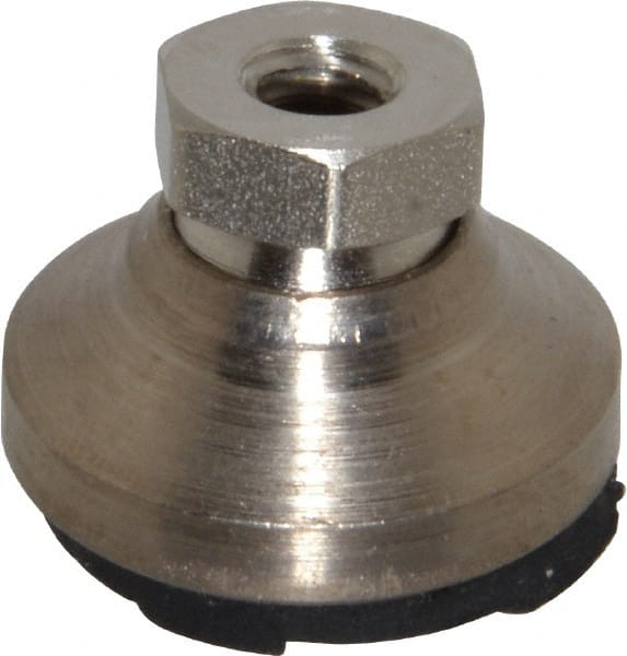 Gibraltar - 750 Lb Capacity, 1/4-20 Thread, 11/16" OAL, Steel Stud, Tapped Pivotal Socket Mount Leveling Pad - 1" Base Diam, Steel Pad, 1/2" Hex - Exact Tooling
