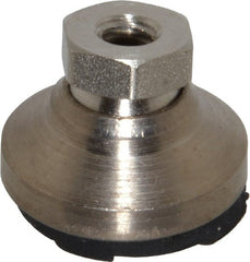 Gibraltar - 750 Lb Capacity, 1/4-20 Thread, 11/16" OAL, Steel Stud, Tapped Pivotal Socket Mount Leveling Pad - 1" Base Diam, Steel Pad, 1/2" Hex - Exact Tooling