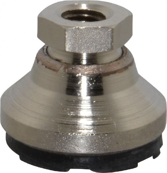 Gibraltar - 2800 Lb Capacity, 3/8-16 Thread, 7/8" OAL, Steel Stud, Tapped Pivotal Socket Mount Leveling Pad - 1-1/4" Base Diam, Steel Pad, 5/8" Hex - Exact Tooling