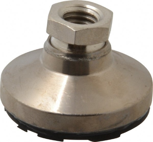Gibraltar - 3750 Lb Capacity, 1/2-13 Thread, 1-1/8" OAL, Steel Stud, Tapped Pivotal Socket Mount Leveling Pad - 1-7/8" Base Diam, Steel Pad, 3/4" Hex - Exact Tooling