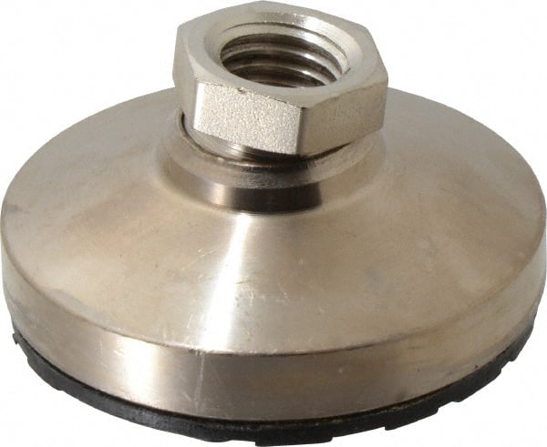 Gibraltar - 5550 Lb Capacity, 3/4-10 Thread, 1-1/2" OAL, Steel Stud, Tapped Pivotal Socket Mount Leveling Pad - 3" Base Diam, Steel Pad, 1-1/16" Hex - Exact Tooling