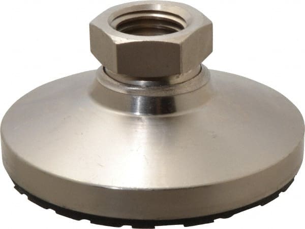 Gibraltar - 15000 Lb Capacity, 1-8 Thread, 1-7/8" OAL, Steel Stud, Tapped Pivotal Socket Mount Leveling Pad - 4" Base Diam, Steel Pad, 1-3/8" Hex - Exact Tooling