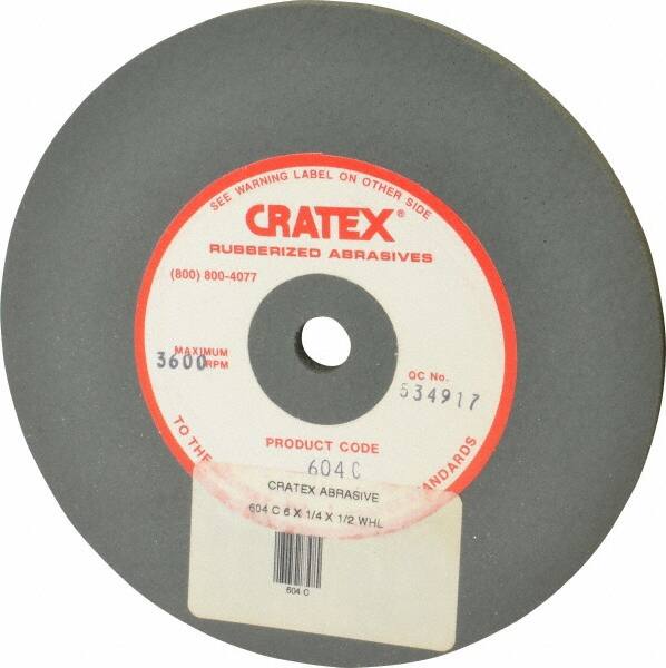 Cratex - 6" Diam x 1/2" Hole x 1/4" Thick, Surface Grinding Wheel - Silicon Carbide, Coarse Grade, 3,600 Max RPM, Rubber Bond, No Recess - Exact Tooling