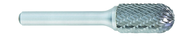 SC-5 -- 1/2 x 1 LOC x 1/4 Shank x 2 OAL Cylindrical Ball Nose Carbide Medium Tough Cut Burr - Exact Tooling