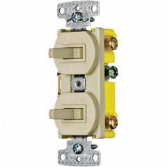 Hubbell Wiring Device-Kellems - Combination Wall Switch & Receptacles Combination Switch/Receptacle Type: Toggle Switch Color: Ivory - Exact Tooling