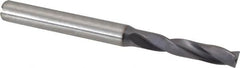 Kennametal - 3/16" 180° Spiral Flute Solid Carbide Screw Machine Drill Bit - TiAlN Finish, Right Hand Cut, 1-7/64" Flute Length, 66mm OAL, Flat-Bottom Point, Straight Shank, Through Coolant - Exact Tooling