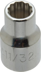 Proto - 11/32", 3/8" Drive, Standard Hand Socket - 12 Points, 1-3/32" OAL, Alloy Steel, Chrome Finish - Exact Tooling