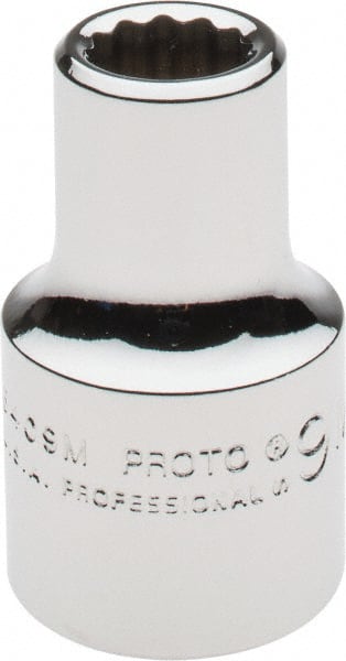 Proto - 1/2" Drive, Standard Hand Socket - 12 Points, 1-1/2" OAL, Alloy Steel, Chrome Finish - Exact Tooling
