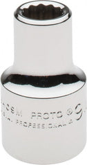 Proto - 1/2" Drive, Standard Hand Socket - 12 Points, 1-1/2" OAL, Alloy Steel, Chrome Finish - Exact Tooling
