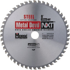 M.K. MORSE - 9" Diam, 1" Arbor Hole Diam, 48 Tooth Wet & Dry Cut Saw Blade - Steel, Standard Round Arbor - Exact Tooling