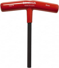 Bondhus - 9mm Hex, T-Handle Cushion Grip, Hex Key - 6" OAL, Protanium High Torque Steel, Metric System of Measurement - Exact Tooling
