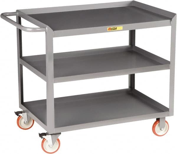 Little Giant - 1,200 Lb Capacity, 3 Shelf Mobile Workstation - 48" Wide x 24" Deep x 34" High, Steel, Gray - Exact Tooling