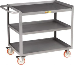 Little Giant - 1,200 Lb Capacity, 3 Shelf Mobile Workstation - 36" Wide x 24" Deep x 34" High, Steel, Gray - Exact Tooling